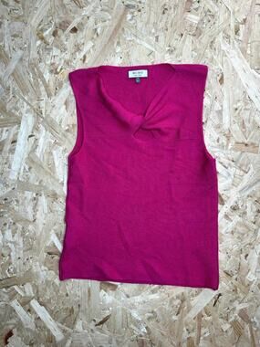 BCBG New York Knit Tank Top Womens Medium Magenta Pink Twist Keyhole Sleeveless